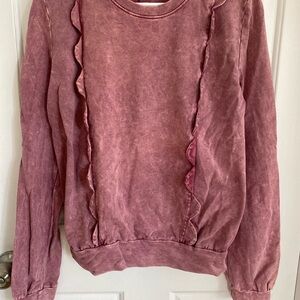 Anthropologie Pink Ruffle Sweater
